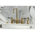 thumbnail image 2 of Kingston Brass KS8282DKLBS Kaiser Two-Handle 4-Hole Deck Mount Bridge Kitchen Faucet with Brass Side Sprayer in Polished Brass, 2 of 8