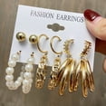 thumbnail image 2 of XP17 conjunto de pendientes vintage pendientes circulares de perlas pendientes femeninos, 2 of 6