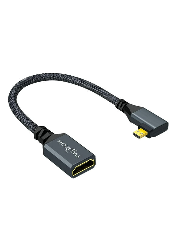 "Right Angled Micro HDMI to HDMI Adapter Cable - 90Degree - 4K/60Hz 1080p 0.6FT"