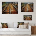 thumbnail image 4 of Designart "Orange Train Track Rails" Transportation Print on Natural Pine Wood, 4 of 5