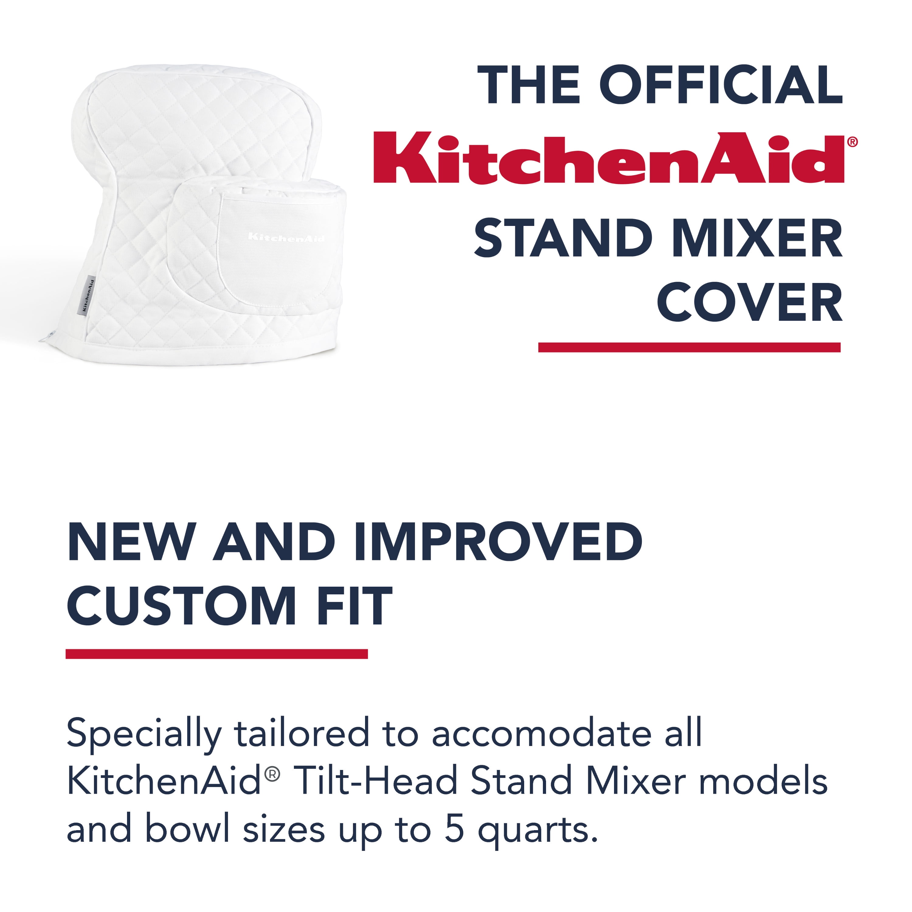 HOMEST Stand Mixer Cover Compatible with KitchenAid Bowl Lift 5-8 Quart,Dust Cover with Zipper Pocket for Accessories, Red (Patent Pending) TRHC0104