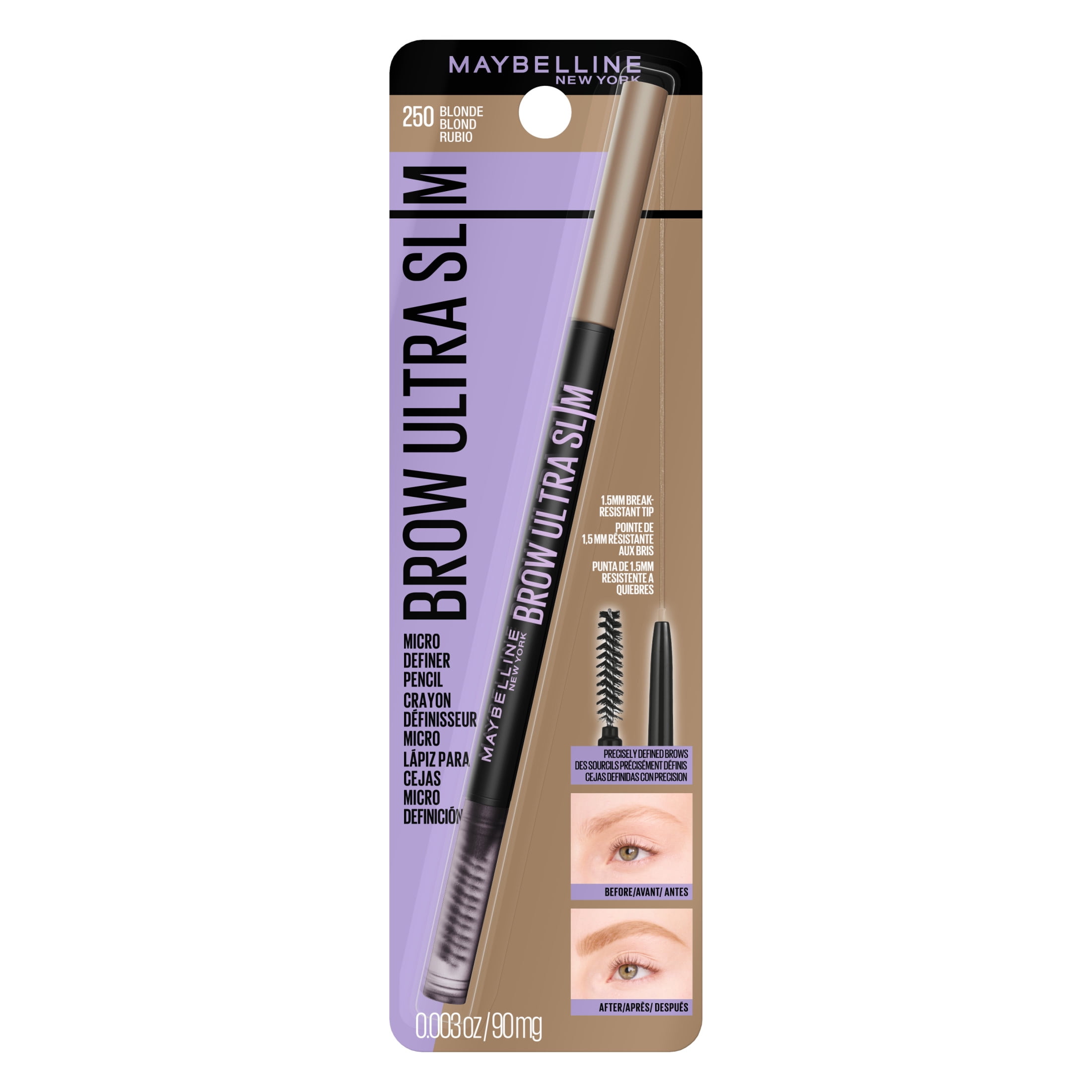 (6 pack) Maybelline Express Brow Ultra Slim Pencil Eyebrow Makeup, Blonde