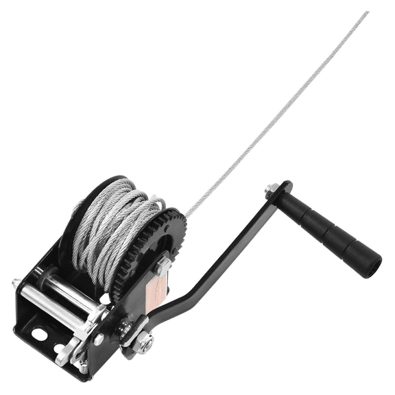 Hand Winch 800 lbs Capacity - Boat Trailer Winch with 33ft Steel Cable & Ratchet - Heavy Duty Manual Hand Crank Winch for Trailers, Boats, ATVs