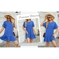 thumbnail image 2 of SHIBEVER Summer Dresses for Women Short Sleeve Crewneck Shirt Dress Casual Ruffle Hem Swimming Skirts Loose Mini Dresses, 2 of 9