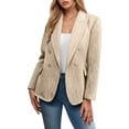 thumbnail image 2 of Casual Tweed Blazers for Women 2025 Long Sleeve Double Notch Lapel Collar Business Casual Work Office Jacket, 2 of 5