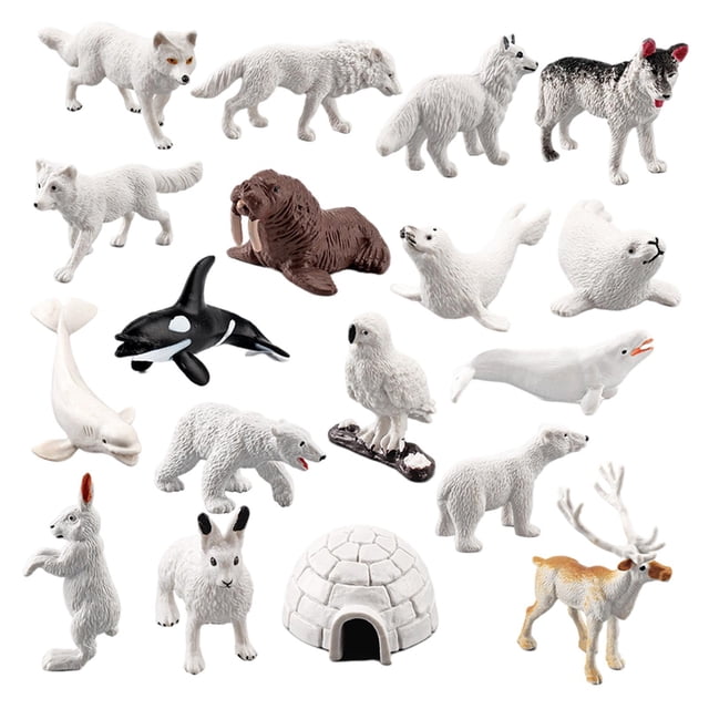 Paquete de 18 Estatuas en Miniatura de Modelo de Animal ártico Decoración de Escritorio para