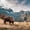 Bison Mountain Landscape, variant on Elephant Stock Yellowstone National Park Wall Art - Horizontal Canvas Wall Art - Living Room Wall Decor - Animal Canvas - Black And Gray Decor By Jessica Hendricks - 12" x 8"