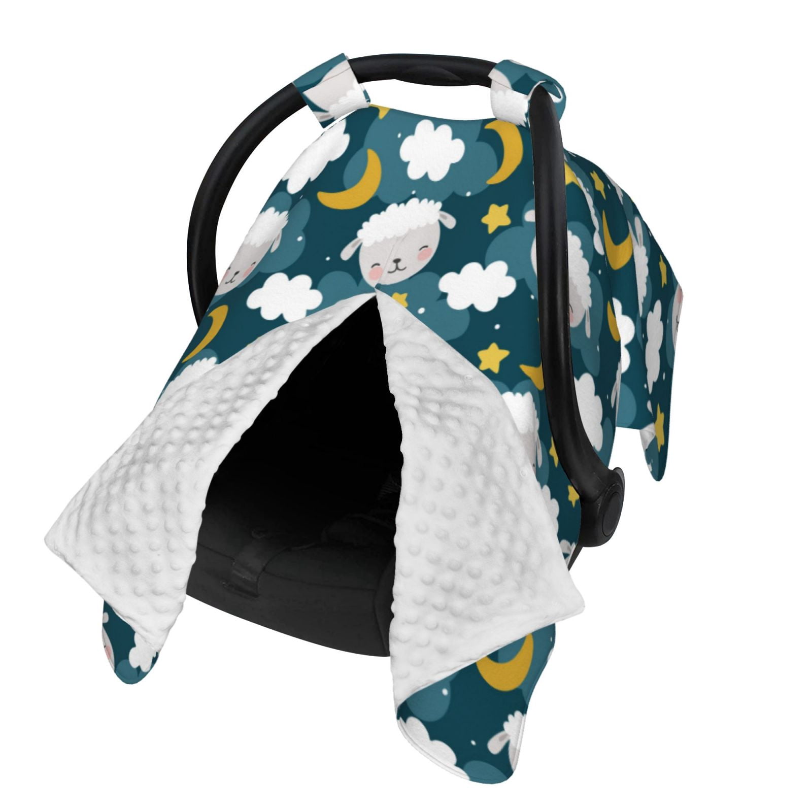 Naloa Sweet Dream Lamb Baby Car Seat Cover, Breathable Baby Carrier Cover, Multiuse Baby Carrier Cover & Nursing Breastfeeding Cover