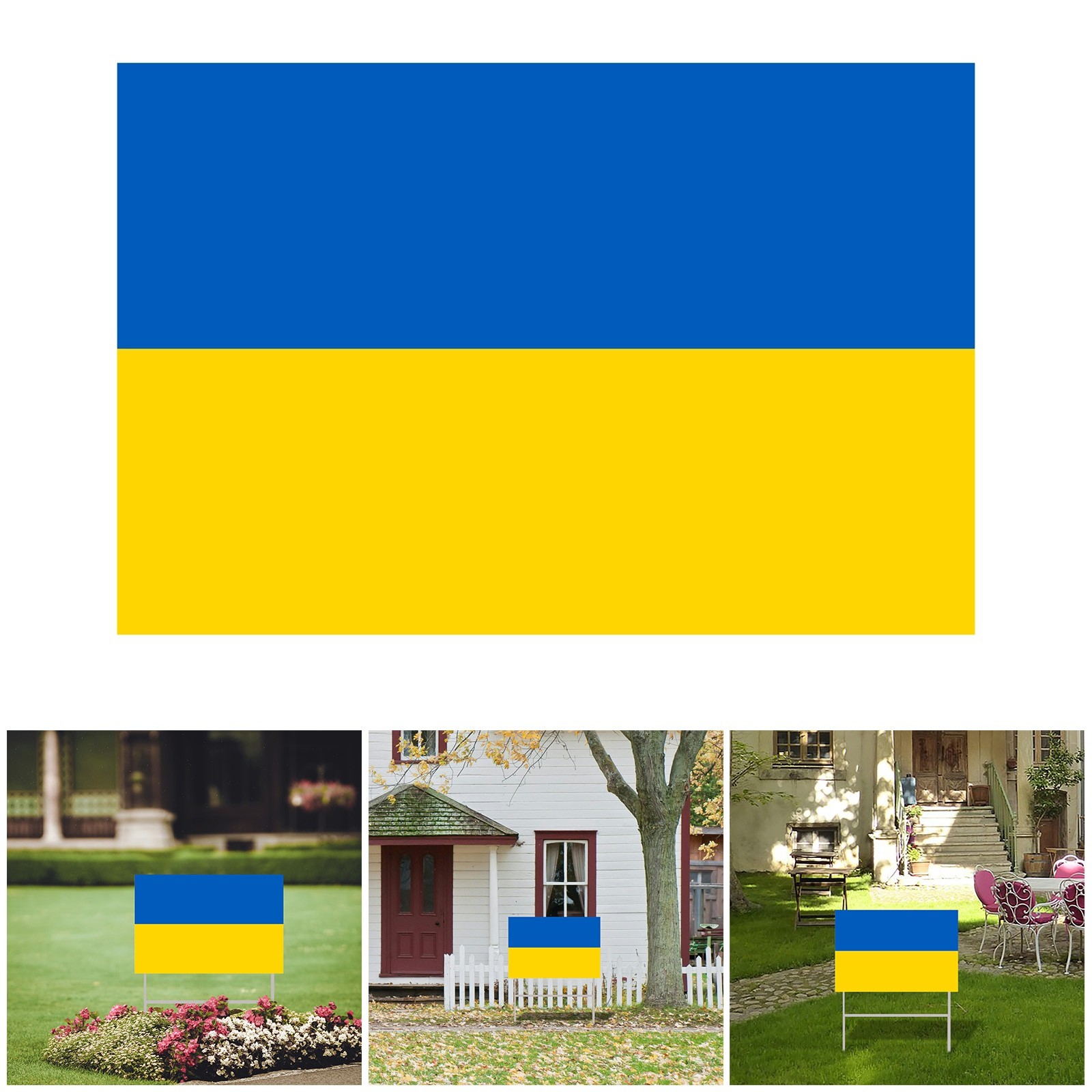 Card Slot,Ukraine Flag Yard Sign Double Large 17x13 Inch Ukrainian Flag With Coat Of Arms Includes Stake For Easy Display,Home Decor