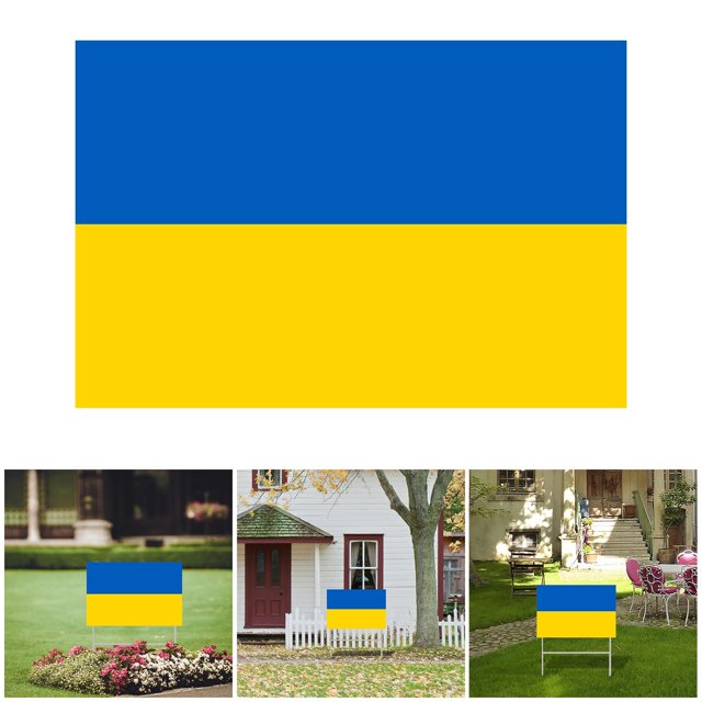Card Slot,Ukraine Flag Yard Sign Double Large 17x13 Inch Ukrainian Flag With Coat Of Arms Includes Stake For Easy Display,Home Decor
