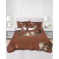 thumbnail image 3 of Brown Red Cute Cat Twin XL Size Down Alternative Comforter, Lightweight Comforter Quilt Bedding Set with Pillow Shams Modern Art All Seasons Bed Comforter Duvet Insert 68"x98", 3 of 7