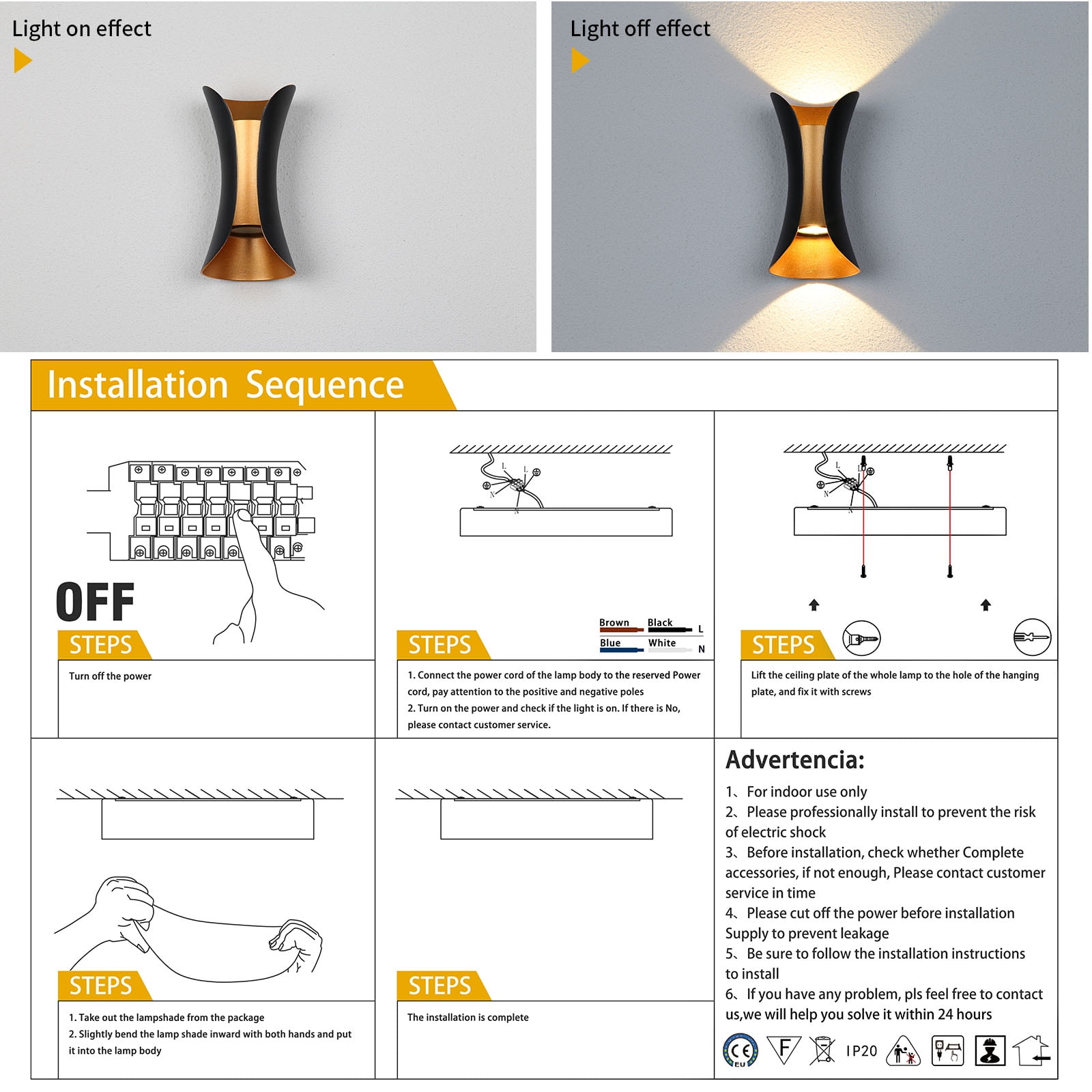 Modern Outdoor Waterproof Wall Lamp 10W 3000K, IP65 Outdoor Porch Wall Lamp, Exterior Lights Fixture for Yards Doorways Garden Pathway
