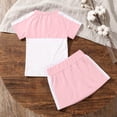 thumbnail image 5 of LJEFF Girls Color Block T-Shirt & Skort Set, Short Sleeve Comfortable Soft Elastic Waist Casual 2PC Outfit Pink Size 6 Years, 5 of 9