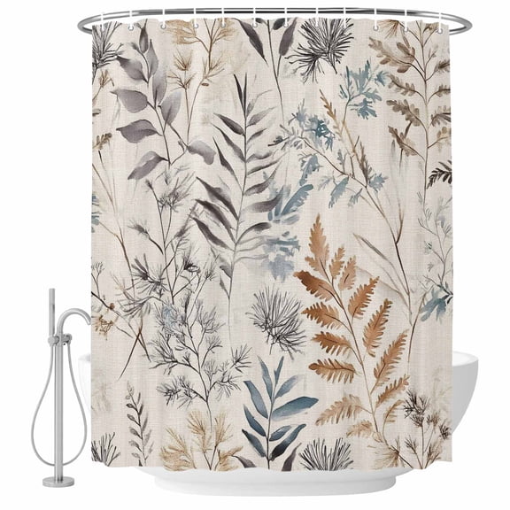 Farmhouse Leaves Shower Curtain Set - Standard 72" x 72" Washable Bathtub Curtain with 12 Hooks, Pastoral Vintage Flowers Botanical Waterproof Fabric Stall Shower Curtains for Bathroom/Bathtub Décor