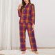 thumbnail image 2 of Balery Orange and Purple Plaid Conjunto de Pijama con Estampado para Mujer, Conjunto de Dos Piezas con Manga Larga, Ropa de Dormir Suave con Bolsillos, Pijamas Cómodos-XX-Large, 2 of 7