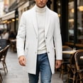 thumbnail image 4 of Yertdoel Pea Coats for Men Solid Lapel Wool Blend Trench Coat Button Front Mid Length Fashion Warm Outerwear with Pockets, M-3XL, 4 of 8
