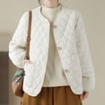 thumbnail image 5 of DHFJKG Women's Thickened Quilted Jacket Solid Color Long Sleeve Crewneck Button Up Outwear Casual Coat With Large Pockets Elegant Soft Outerwear, 5 of 8