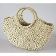 thumbnail image 2 of YOUI-GIFTS Hand-woven Straw Bag Women Summer Beach Handbag Purse Retro Rattan Tote Clutch Travel Bag with Wood Round Top Handle, 2 of 4