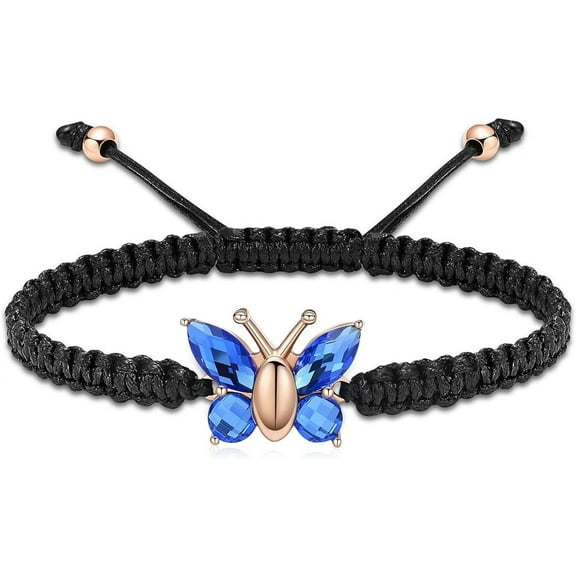 Crystal Cremation Jewelry Butterfly Urn Bracelet for Human Ashes for Women Adjustable Memorial Keepsake Rope Urn Bracelet