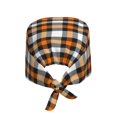 thumbnail image 2 of Kdxio Orange Plaid Pattern Turban Hat for Women Men Comfortable Adjustable Cleaning Working Cap with Sweatband, 2 of 8