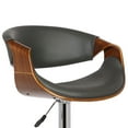 thumbnail image 3 of Armen Living Indoor Butterfly Adjustable Height Swivel Gray Faux Leather and Walnut Wood Bar Stool with Chrome Base, 3 of 7
