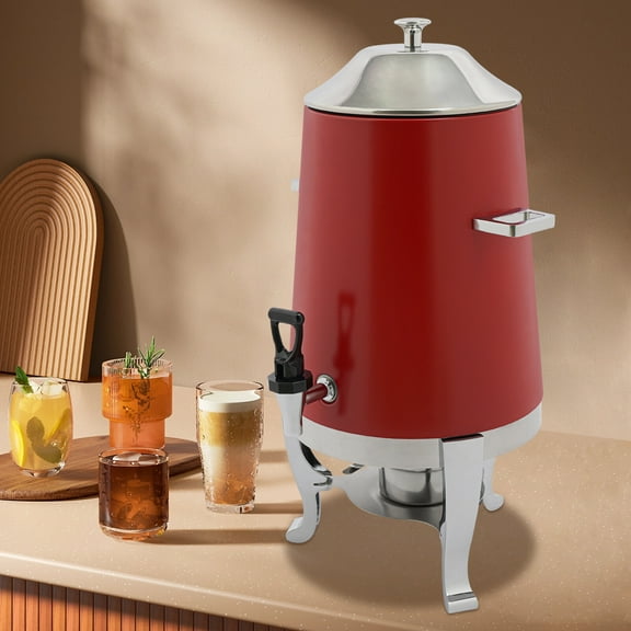 Beverage Dispenser for Coffee Tea Hot Water with Stand & Fuel Holder Red