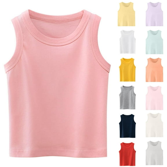 MKOSPLRT Kids Crew Neck Tank Tops 2-12 Years Sleeveless Solid Lounge Tanks Stretch Lightweight Summer Tanks for Toddler Girl Boy