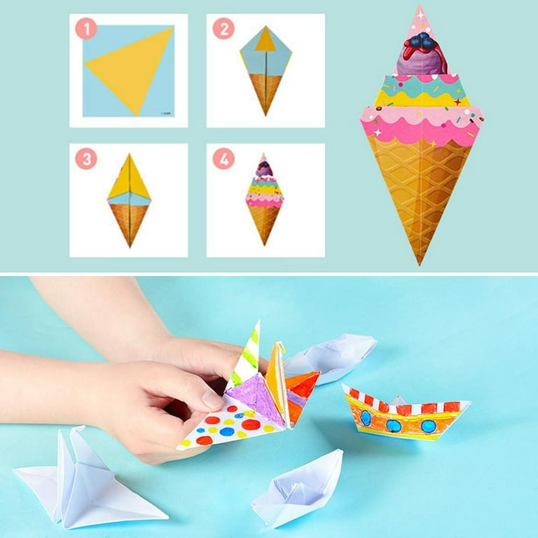Origami Paper Easy Fold Origami Papers Handmade DIY Crafts Teaching Origami  Book for Children Beginners and School Craft Classes 