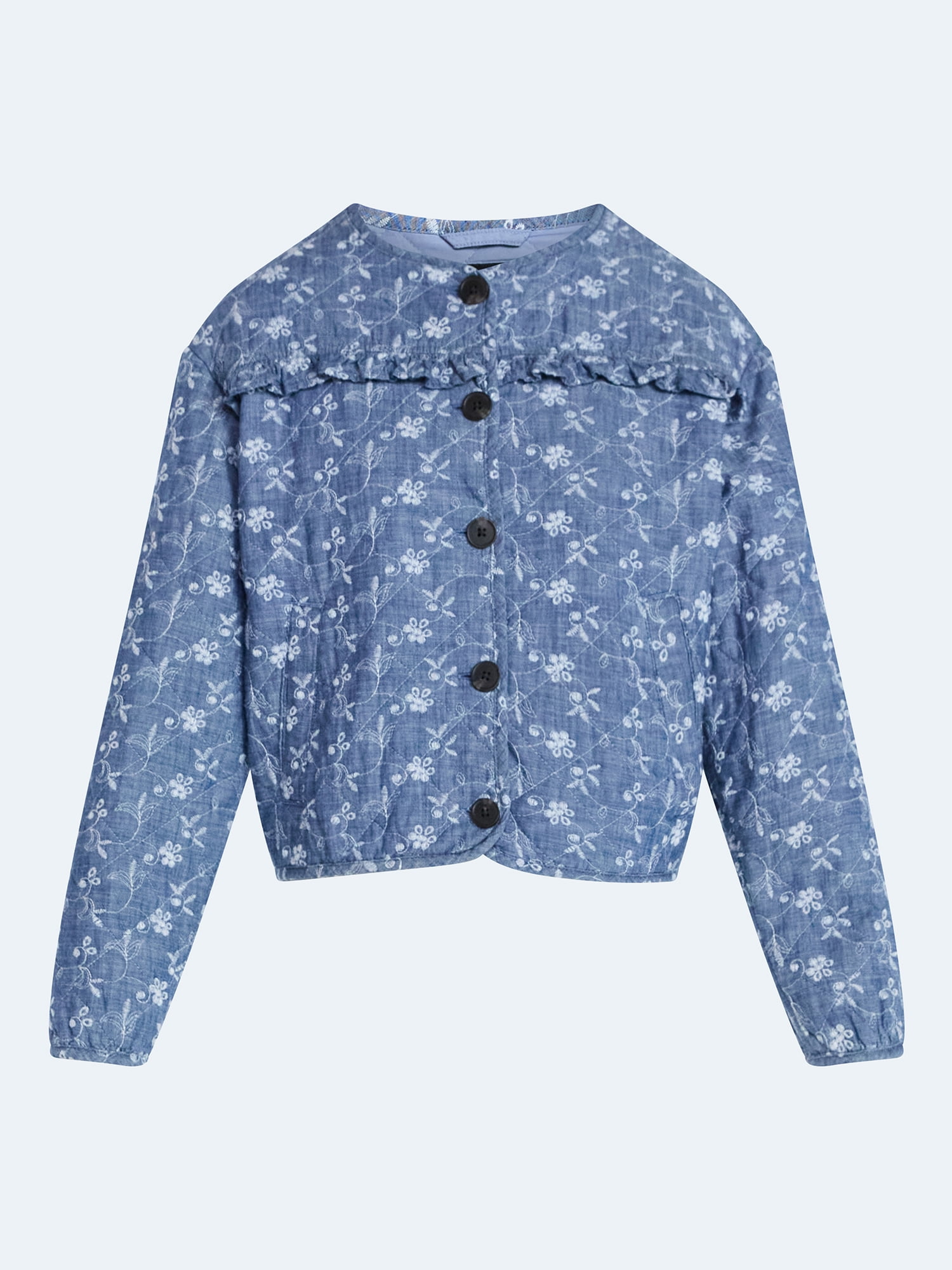 Scoop Women's Cotton Eyelet Jacket with Puff Sleeves, Sizes XS-4X