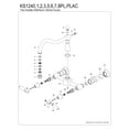 thumbnail image 6 of Kingston Brass KS1247PL Heritage Double-Handle Wall-Mount Bridge Kitchen Faucet, Brushed Brass, 6 of 7