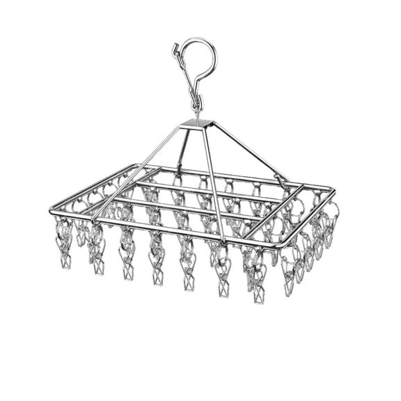 40 Clip Foldable Drying Rack Stainless Steel Indoor Clothes Drying Rack Portable Laundry Airer for Socks Underwear Garment Space Saving Holder for Apartment Balcony Use