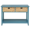 thumbnail image 2 of Sleek Teal Console Table With Storage Capacity - 2 Drawers And Bottom Shelf Solid Wood Legs For Hallway Furnishings Drawer Organization For Living Rooms Hallways Leg Construction Stability, 2 of 2