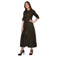 thumbnail image 3 of Moomaya Long Women Dress Solid Casual A-Line Front Slit Short Sleeve Kurta, 3 of 5