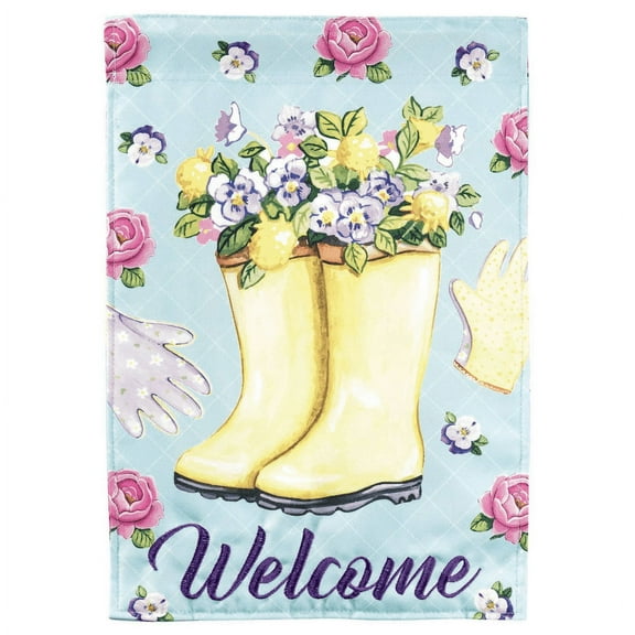 Magnolia Gardens FLAG-2083 13 x 18 in. Floral Welcome Rain Boots Garden Flag