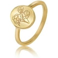 thumbnail image 1 of Handmade Flower Signet Ring18K Gold Ring Delicate Personalized Jewelry Gift for Women/Girls（Gold，9#）, 1 of 4