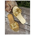 thumbnail image 3 of Sandalias OYOANGLE con cadena dorada con estampado de cocodrilo para mujer, color dorado brillante, 3 of 5