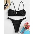 thumbnail image 5 of ZAFUL Women Swimwear Keyhole Tie Ruched Bikini Swimsuit Black S, 5 of 8