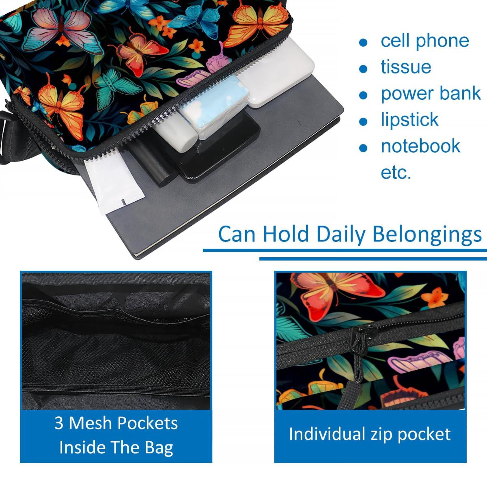 Butterfly Lightweight, Adjustable Fanny Pack with Extension Strap - Unisex Money Belt Waist Bags