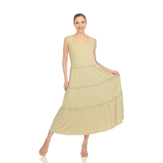 White Mark Robe Midi à Étages à Encolure Dégagée pour Femme