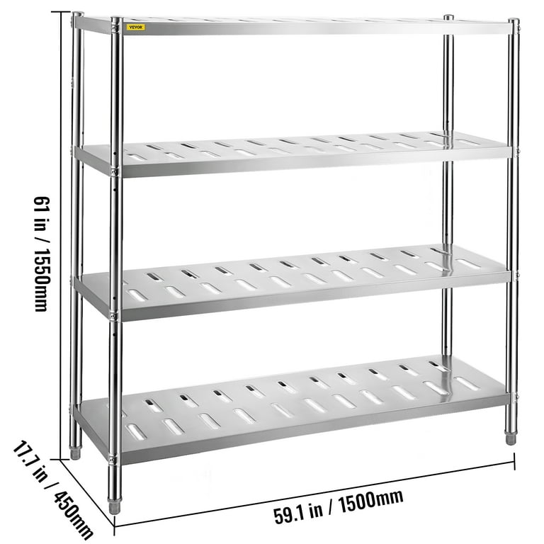 VEVOR Storage Shelf, 5-Tier Storage Shelving Unit, Stainless Steel Garage  Shelf, 47.2 x 17.7 x 70.9 inch Heavy Duty Storage Shelving, 661 Lbs Total