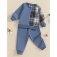 thumbnail image 3 of Suealasg Toddler Baby Boy Clothes Infant Boy 2Pcs Fall Winter Outfits 1T 2T 3T 4T Long Sleeve Contrast Color Sweatshirt + Pants Set, 3 of 7