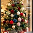 thumbnail image 4 of Velvet Christmas Ball Ornaments in Gift Box, Flocked Baubles for Tree, Mantel and Holiday Party Decor, Festive Set 9 Pack, 4 of 9