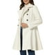thumbnail image 4 of Abrigo largo de invierno para mujer con cuello de solapa, doble botonadura y dobladillo en forma de columpio, talla XL, color blanco, 4 of 5