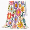 thumbnail image 2 of 1970S Groovy Flower Power, Playful Botanical Garden Scene, Warm Flannel Blanket for Sunroom and Reading Nook, Garden Lovers Housewarming Gift, Botanical Home Decor, 2 of 9