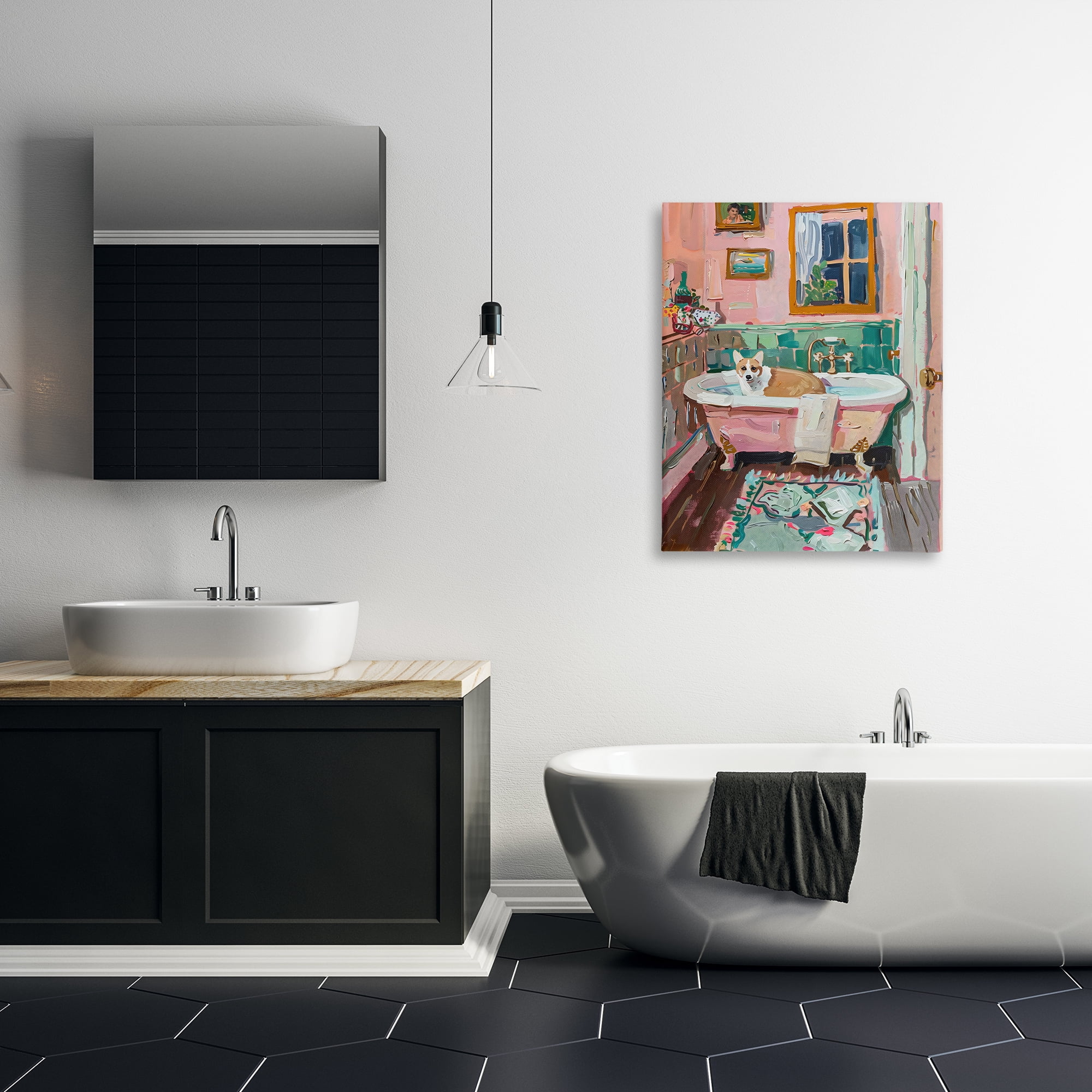 Stupell Industries Corgi in Pastel Tub Canvas Wall Art, design by The Prints Vibe