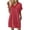 Red, variant on Women's Floral Print V-Neck Short Sleeve Casual Pullover Dress with Pocket, Summer Dress Comfortable Loose Fit, Fashionable Ladies Clothing,Light Blue,L