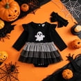 thumbnail image 2 of RFQWOVSR Baby Girls Halloween Mesh Long Sleeve Romper Dress 6-12 Months, 2 of 4