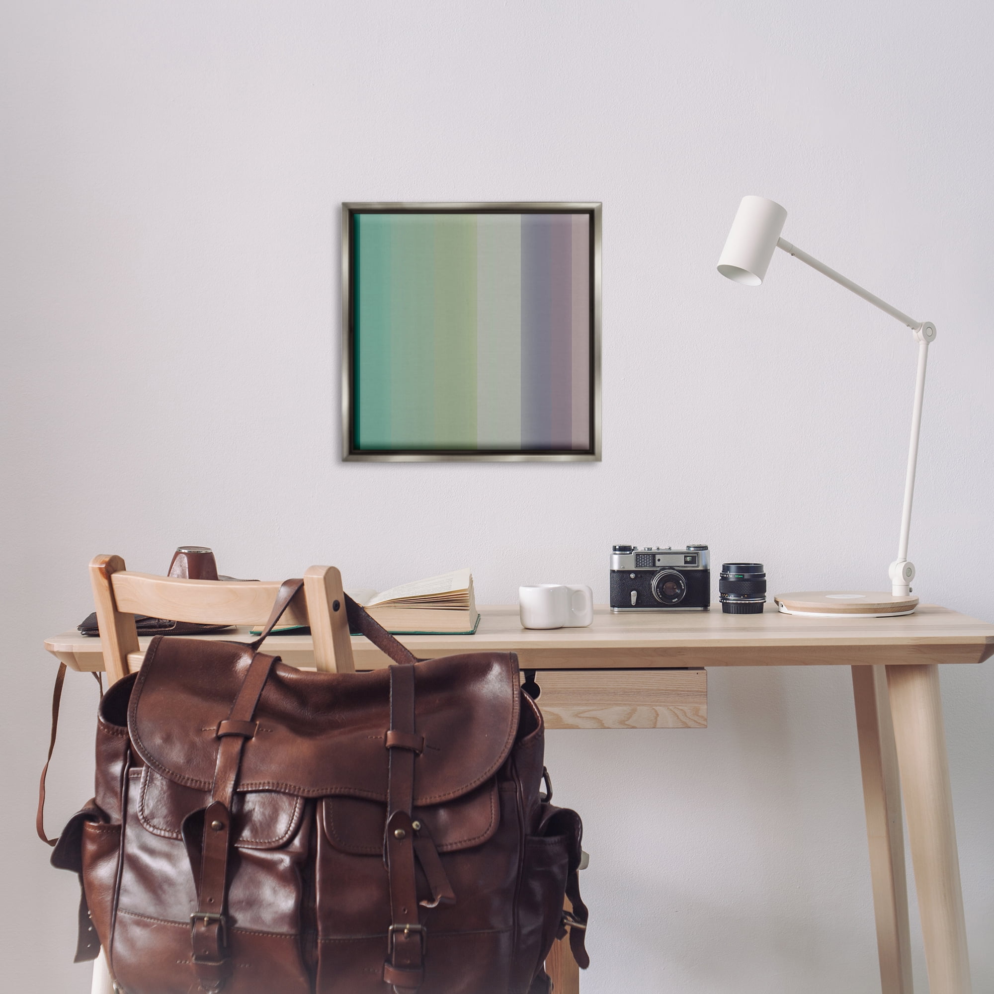Stupell Industries Green & Purple Gradient Abstract Painting Gray Floater Framed Canvas Art Print Wall Art, 25 x 25