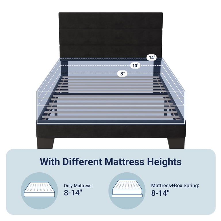 Allewie Twin Platform Bed, Velvet Upholstered Headboard photo 5