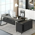 thumbnail image 2 of 70.8 Inch Large L Shaped Executive Desk with File Cabinet, 2 of 5